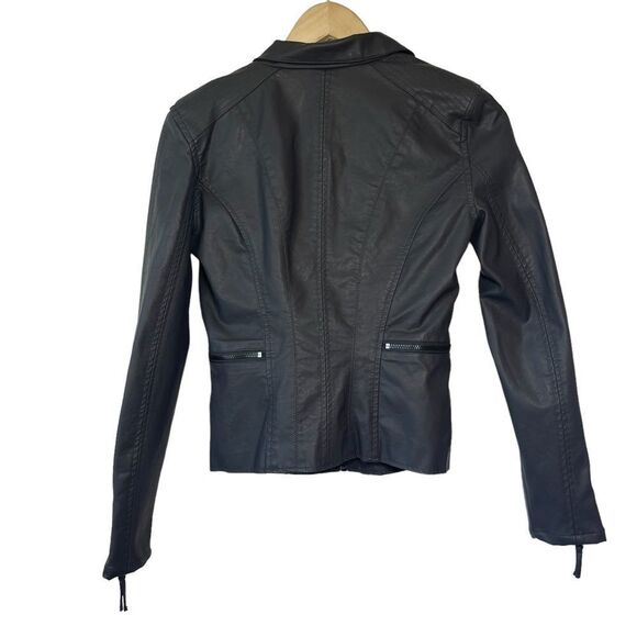 Blank NYC Deep Grey Vegan Leather Moto Style Zip Detail Jacket Sz XS - Picture 7 of 10